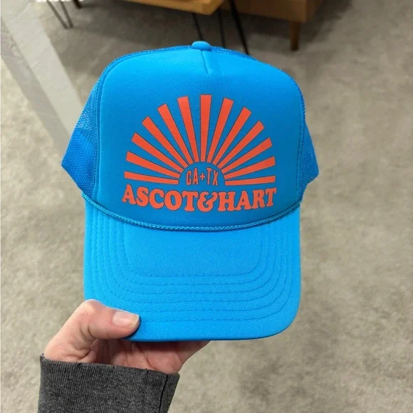 Ascot + Hart Blue Sun Burst Trucker Hat - Picture 1 of 6